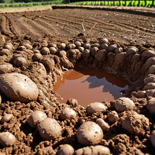 **

"Close-up of compacted soil surface, water pooling after light rain, contrasting with healthy, absorbent soil nearby. Illustrates difficulty of water penetration. Tuscan countryside backdrop. High detail, natural light."

**
