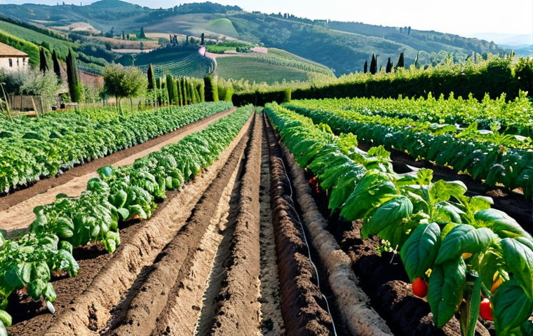 **

"A lush vegetable garden in Tuscany, Italy, showcasing healthy tomato plants with abundant fruit. The garden features well-structured soil enriched with compost, demonstrating sustainable agriculture practices. Includes visible mycorrhizae enhancing root systems. Fully clothed gardeners tending to the plants in appropriate attire. Safe for work, appropriate content, family-friendly, perfect anatomy, natural proportions, professional photography."

**
