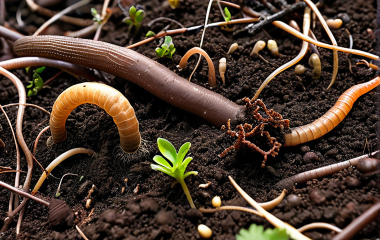 토양 회복을 위한 재생 농업 원칙 - Healthy Soil Ecosystem**

"Close-up of rich, dark soil teeming with earthworms, fungi, and plant roo...